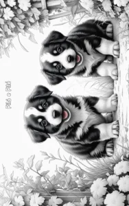 Ilustração dos cachorrinhos Filó e Filé no Mundo Encantado